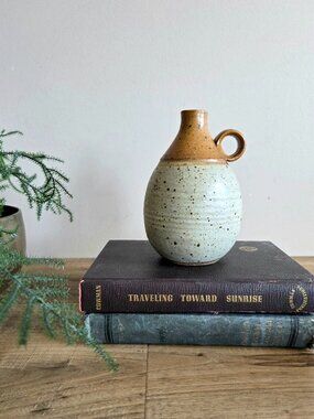 Handmade Studio Pottery Speckled Ceramic Bud Vase Jag Signed by Artist